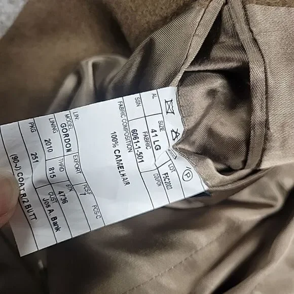 Jos. A. Bank Camel Hair Blazer Mens 41LG Brown Lined Button Jacket Sport Coat. - Picture 8 of 8